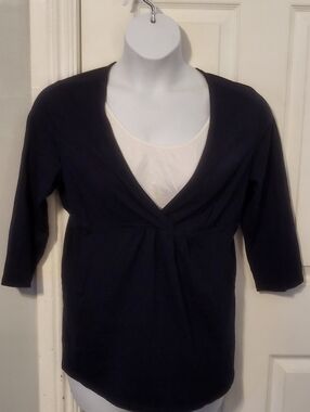 Motherhood Navy V-Neck Layered-Look Tunic Nursing Top